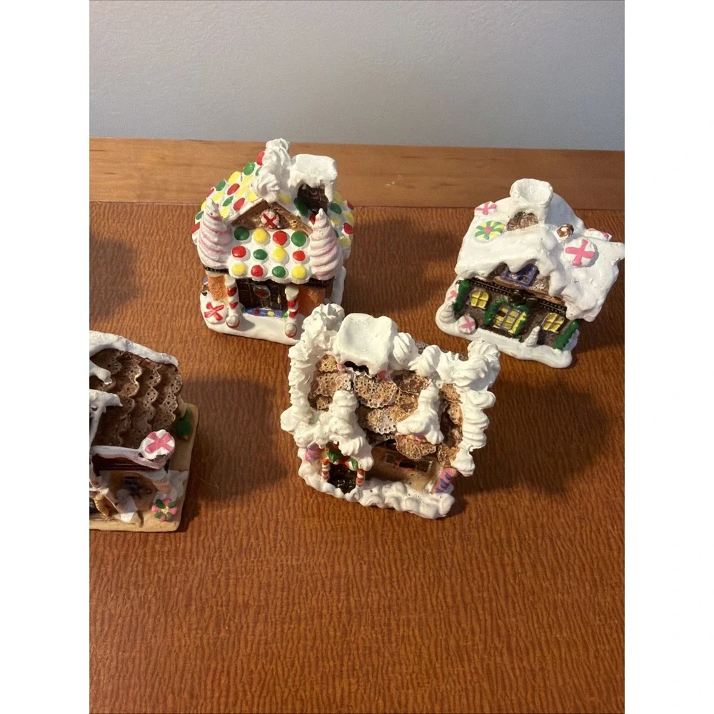 Vtg Set 5 Hinged Christmas Gingerbread House Trinket Boxes 1990s‎